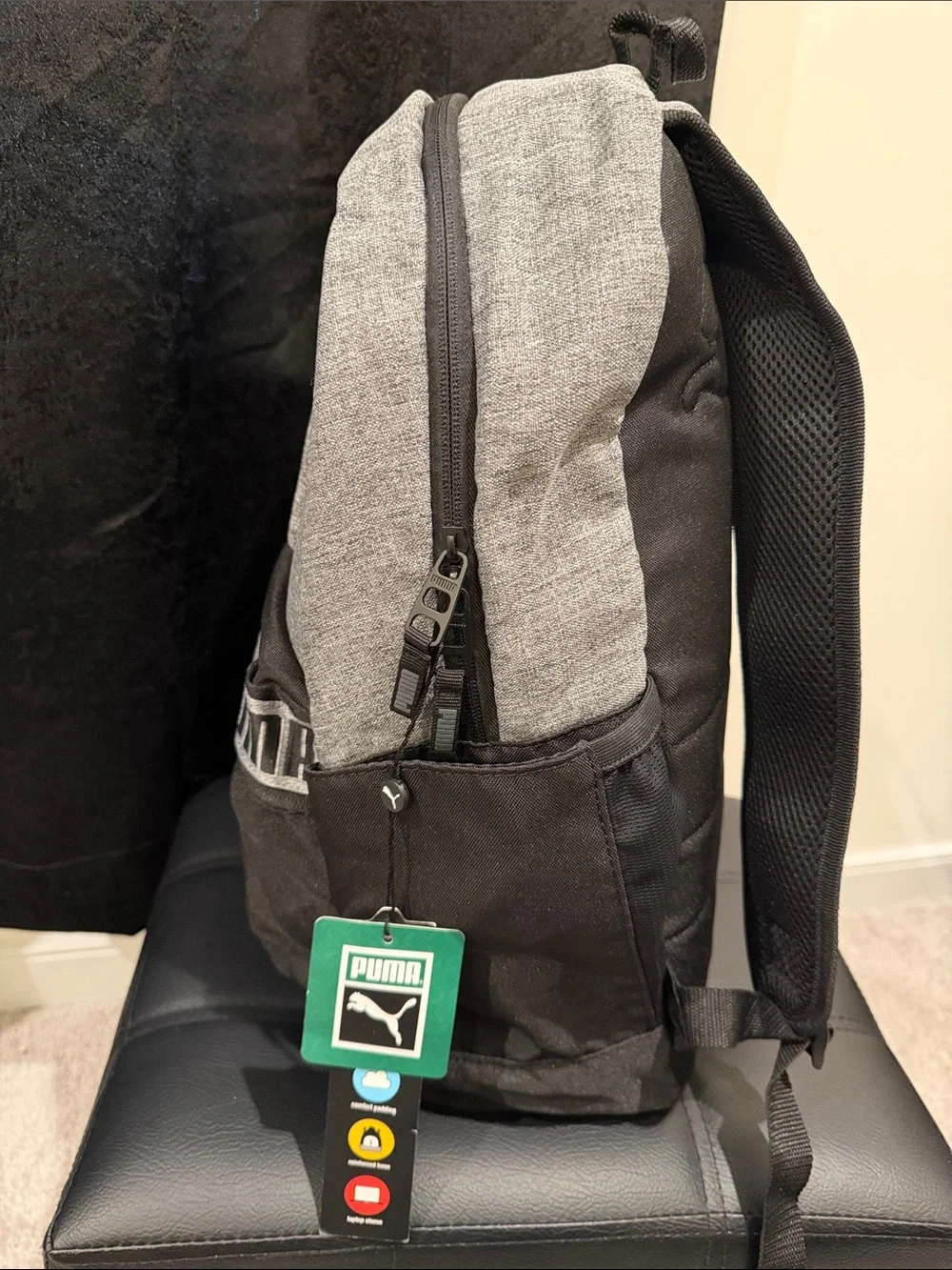 Puma Gray Two-Tone Logo Backpack
